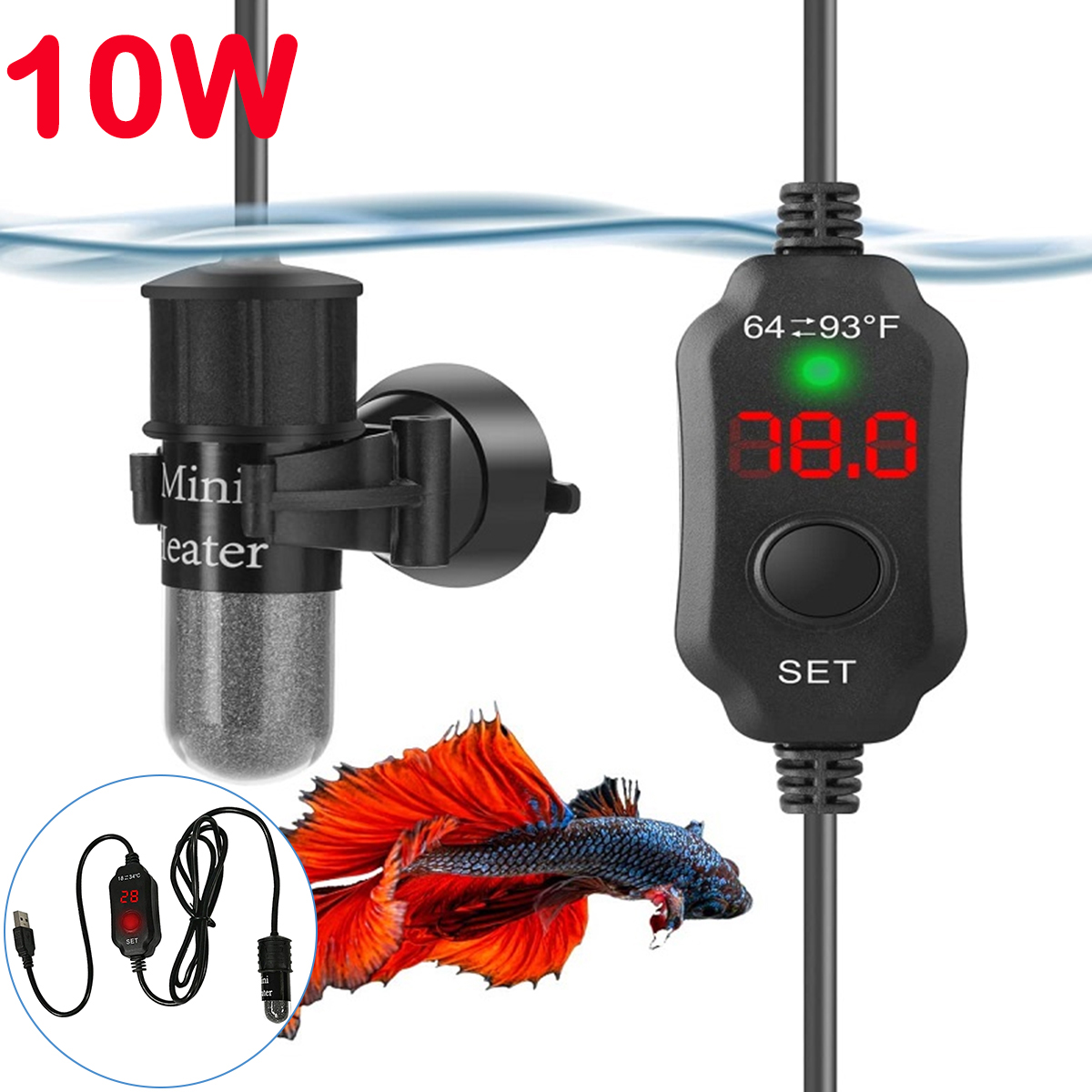 Batang pemanas akuarium, 10W d - Fish Tank Heater ulasan dan harga